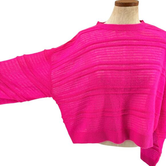 Anthropologie Pilcro Cashmere Sweater Hot Pink Cropped Oversize Size M/L NEW - Picture 6 of 6